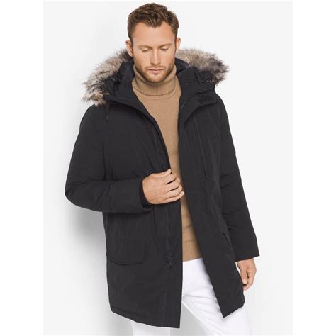 michael kors mens faux fur-trimmed parka|Michael Kors Water Resistant Parka with Faux Fur Trim.